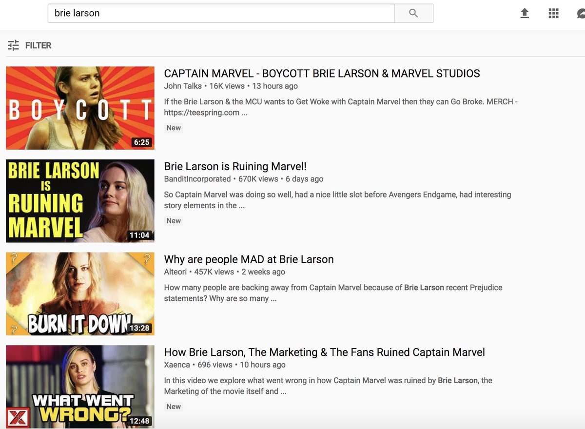 YouTube Changes Search Algorithm to Suppress Criticism Of Brie Larson And Captain Marvel
