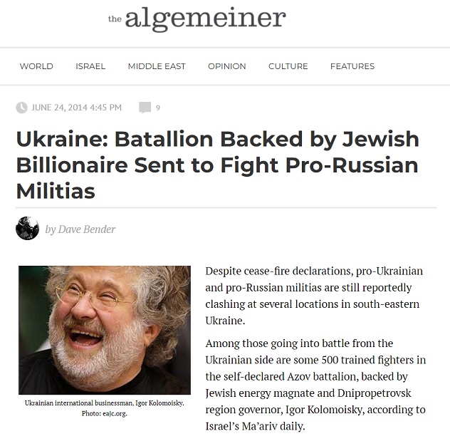 LOL: ADL Defends Ukraine's Neo-Nazis: They "Don't Attack Jews or Jewish Institutions Igor-kolomoisky-azov